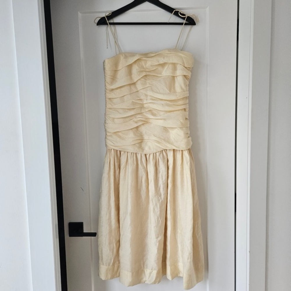Zara Strapless Ruched Cream Dress